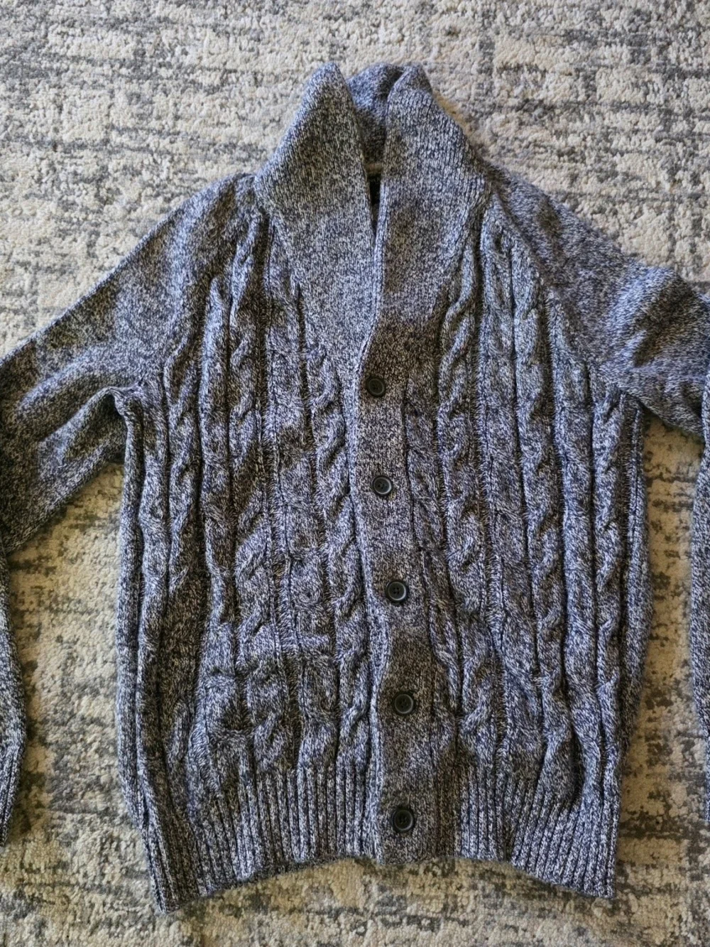 Banana Republic Men's Cable Shawl Collar Cardigan - Gray